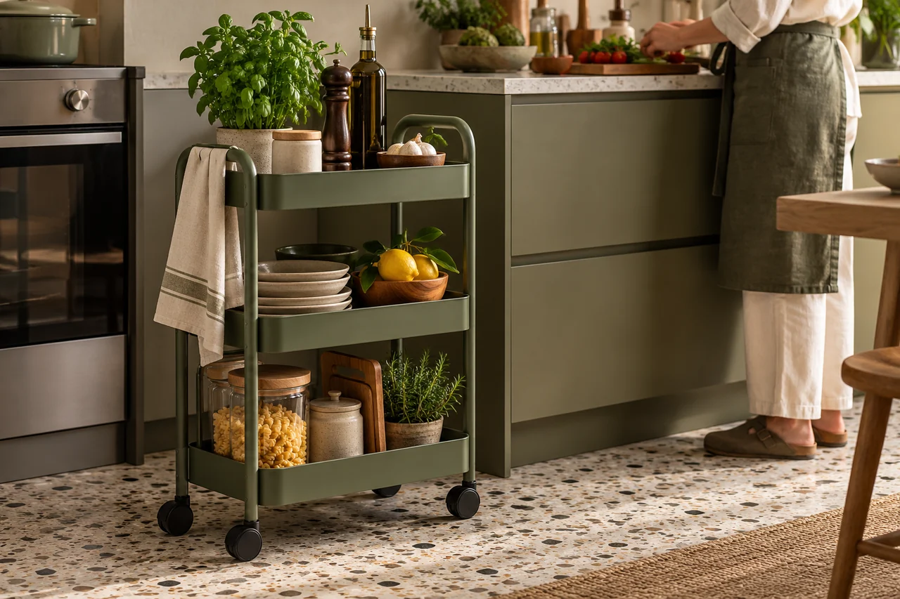 Carrello ordinato con strumenti tecnici